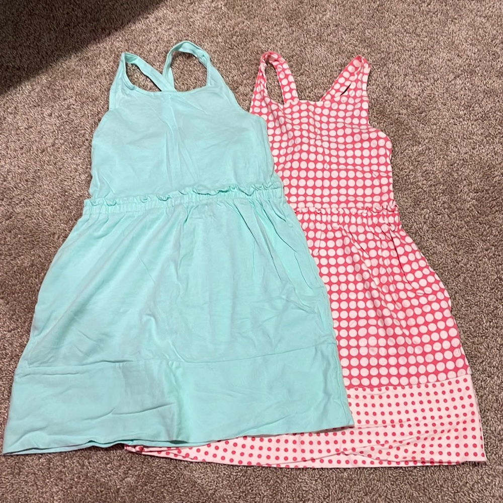 BUNDLE! pink and white poka dot dress, mint green dress BOTH with cross back